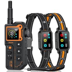 Lot 2 Colliers de Dressage Chien 1000m Rechargeable IP67 3 Modes T&eacute;l&eacute;commande &Eacute;tanche Toutes Tailles