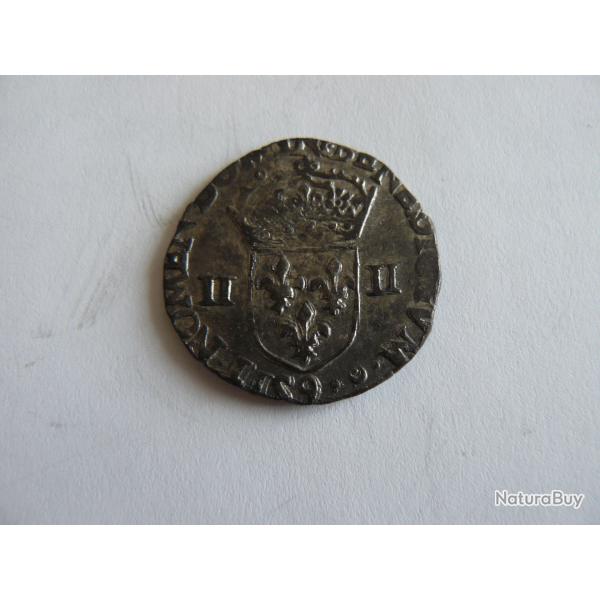 (9) monnaie 1/4 d'�cu argent Henri III 158?