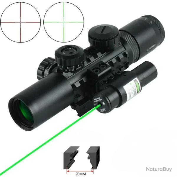 DulOptical-Lunette de vise laser ChlorAirsoft, 3-9x26EG green laser LIVRAISON GRATUITE