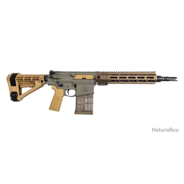 Carabine PSA Sabre-10A1 Forged 12.5" .308 Pistol w/Rifle Speed Gas Block and SBA-4 Brace, Moss Green