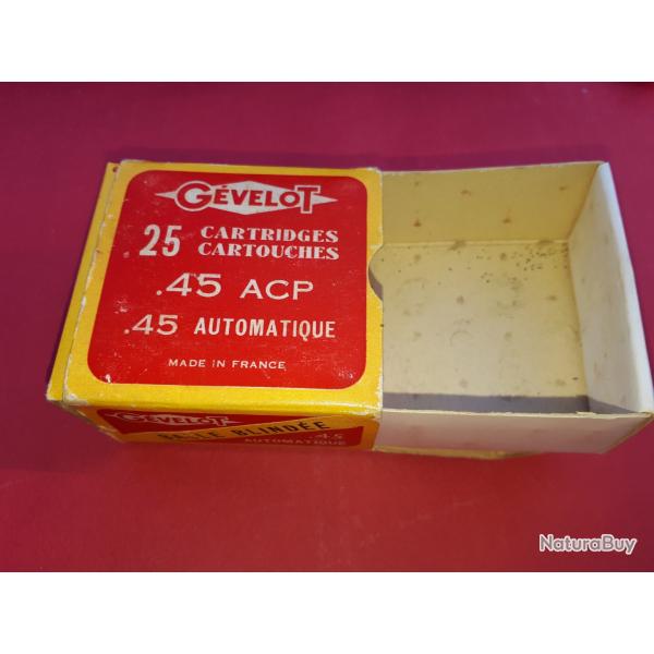 Boite vide Gevelot 25 cartouches calibre 45 ACP