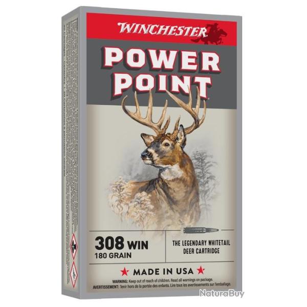 WINCHESTER cal.308 Win Power Point 180 grains - 11.7 grammes /20