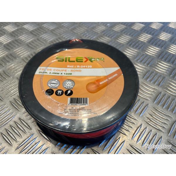 Bobine fil coupe rond magic round debroussailleuse 120 m X diam 2,4mm silex gamme pro