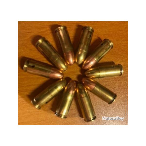 NOUVEAU // 10 Cartouches 9mm neutralis�es ogive couleur laiton & cuivre pour collection/manipulation