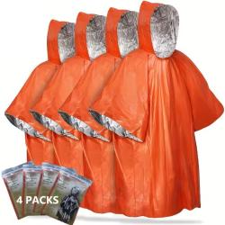 Poncho imperm&eacute;able d'urgence, couverture imperm&eacute;able, &eacute;quipement chasse, p&ecirc;che, camping  Secours X 4