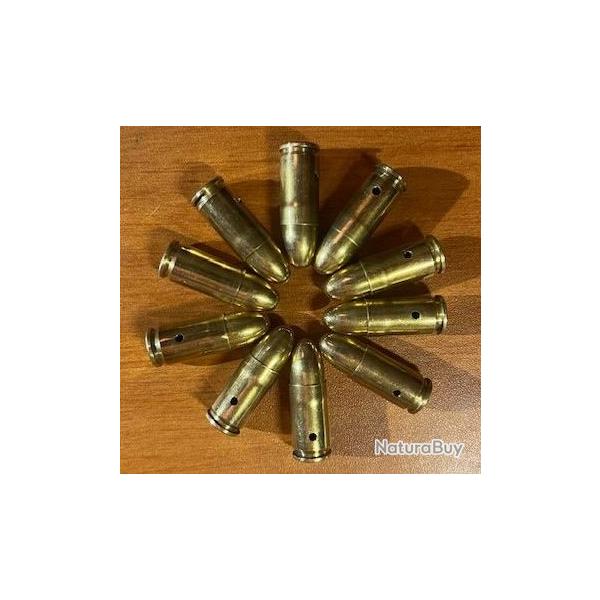 NOUVEAU // 20 Cartouches 9mm neutralis�es ogive couleur laiton pour collection/manipulation