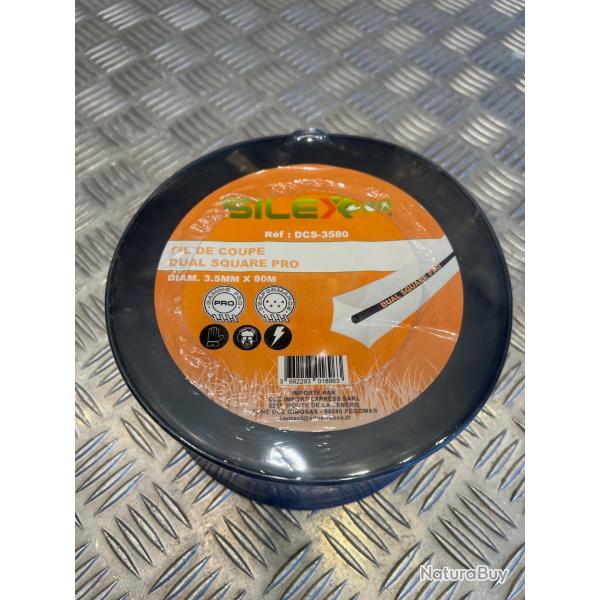 Bobine fil coupe dual square 4 pans debroussailleuse 80 m X diam 3,5 mm silex gamme pro