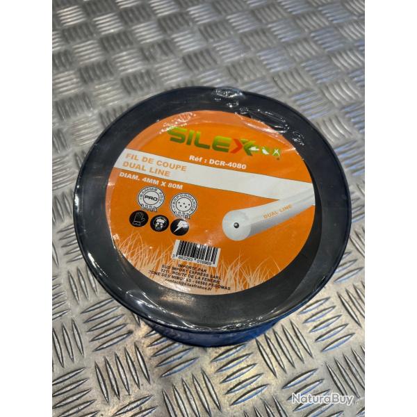 Bobine fil coupe rond dual line debroussailleuse 80 m X diam 4 mm silex gamme pro