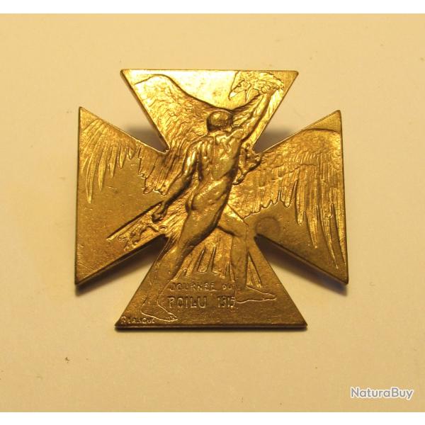 (523) Broche bronze dor� "Journ�e du poilu 1915", sign�e Ren� Lalique