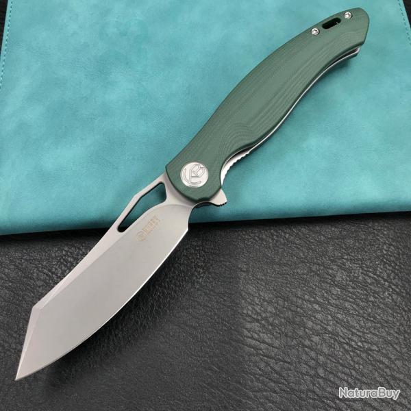Couteau Kubey Drake Green Manche G10 Lame Tanto Acier AUS-10 KIVT Linerlock Clip KUB239K