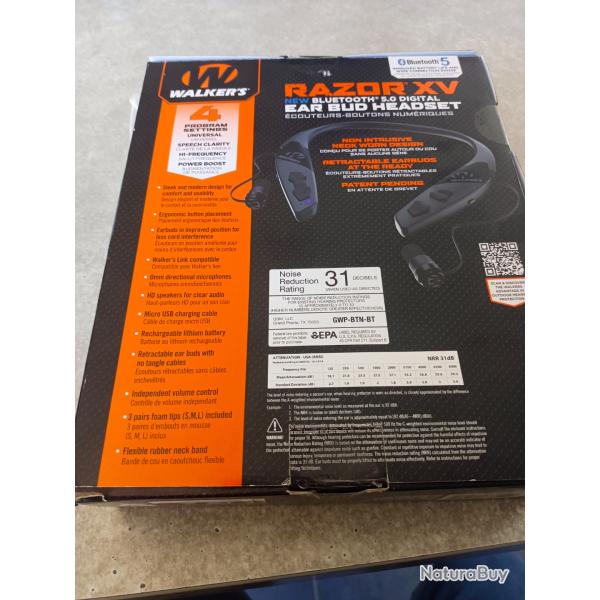Oreillettes �lectroniques walker's razor XV 5.0 digital bluetooth