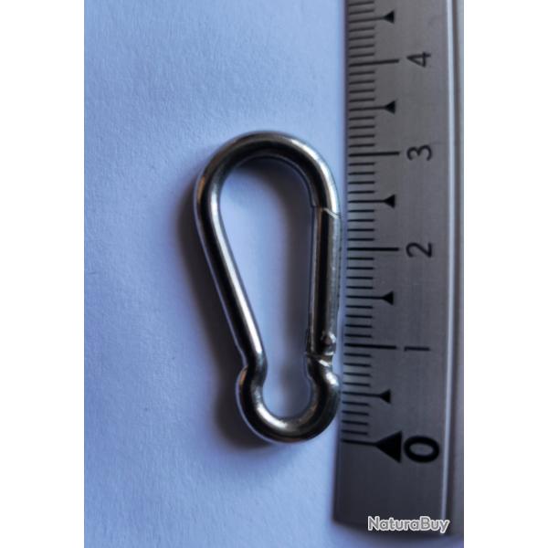 Mousquetons de Pompier � Ressort en INOX A4 MARIN - M3 - � 3,00 mm - Longueur : 3,3 cm - Qtit� : 2