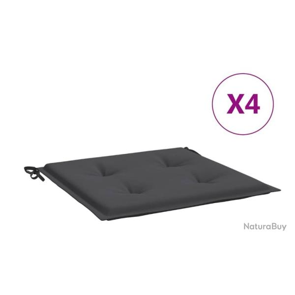 Lot de 4 coussins anthracite 40x40x4 cm en tissu Oxford pour chaise de jardin