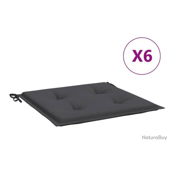 Lot de 6 coussins de chaise de jardin anthracite 40x40x4 cm confort ext�rieur