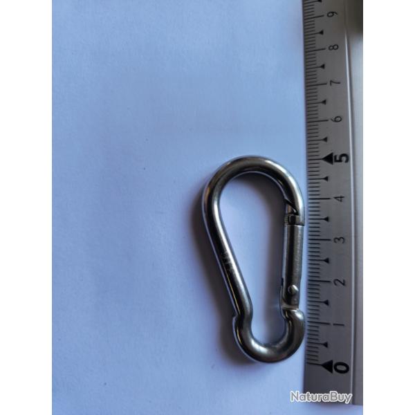 Mousquetons de Pompier � Ressort en INOX A4 MARIN - M5 - � 4,80 mm - Longueur : 5 cm - Qtit� : 5