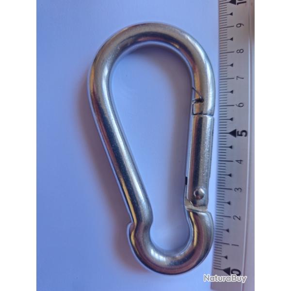 Mousquetons de Pompier � Ressort en INOX A4 MARIN - M9 - � 8,72 mm - Longueur : 9 cm - Qtit� : 2