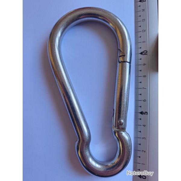 Mousquetons de Pompier � Ressort en INOX A4 MARIN - M12 - � 11,54 mm - Longueur : 14 cm - Qtit� : 5