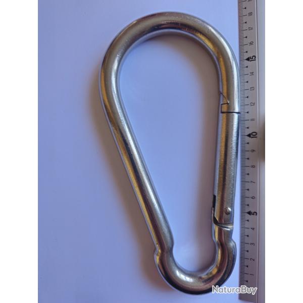 Mousquetons de Pompier � Ressort en INOX A4 MARIN - M14 - � 13,50 mm - Longueur : 18 cm - Qtit� : 2