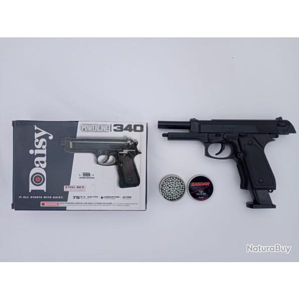 Pistolet  Ressort DAISY 340 POWERLINE + Billes en acier 4,5 mm. Zasdar bote de 500 u.