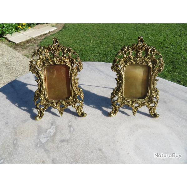 VINTAGE -  Ancienne paire de cadres � photos Rocaille en Bronze, de Style Louis XV - FRANCE (XIX�)