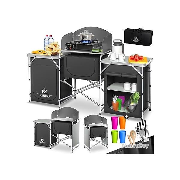 Armoire de Camping, Cuisine de Camping avec Structure en Aluminium, Sac de Transport fourni