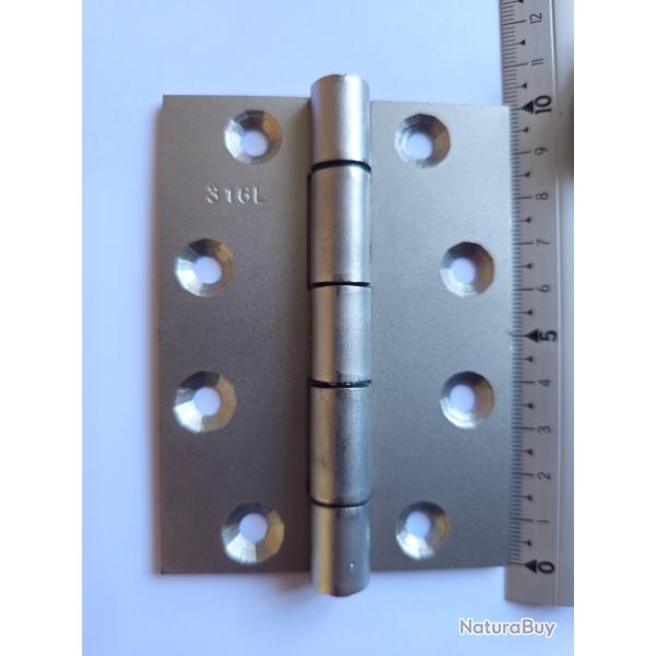 Charni�res en INOX A4 MARIN (316L) - Dimensions : 7,5 cm x 10 cm - �paisseur : 3 mm - Quantit� : 2