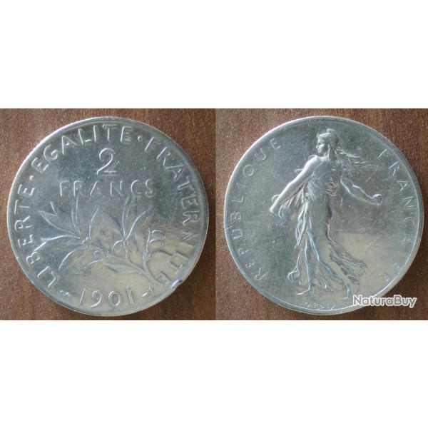 France 2 Francs 1901 Semeuse Piece Argent Europe Franc Frcs Frc Frs