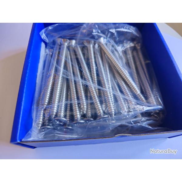 Vis � bois en INOX A4 MARIN (316L) - �8 mm x 100 mm - Quantit� : 50 - T�te frais�e - Embout PH
