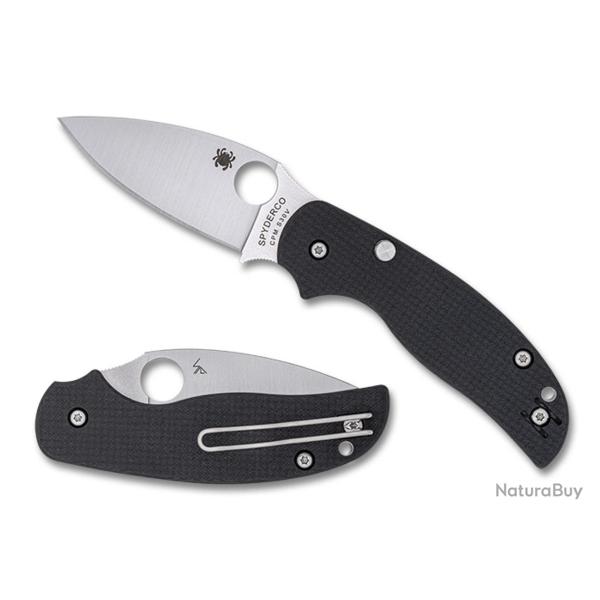 Couteau Spyderco Sage 6 Button Compression Manche FCarbone/G10 Lame Acier CPM-S30V Clip SC123CFBCLP