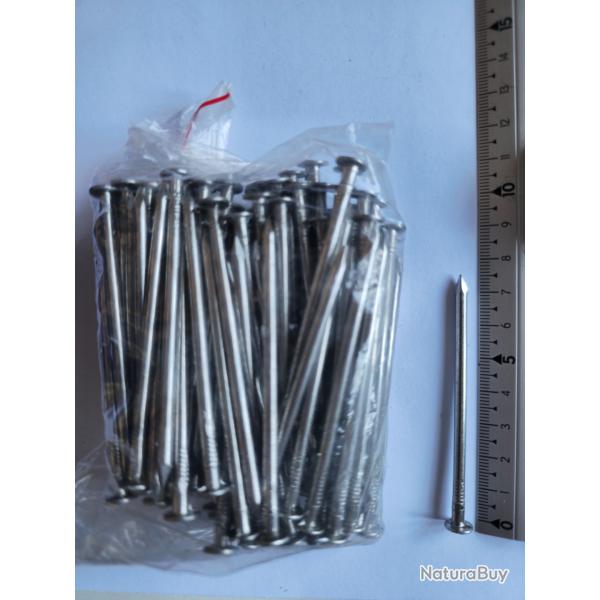 Clous � t�te plate en INOX A4 MARIN (316L) - �3.5 mm x 75 mm - Quantit� : 100 - Ultra r�sistant