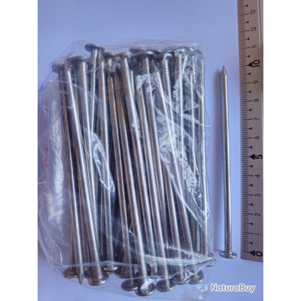 Clous � t�te plate en INOX A4 MARIN (316L) - �3.75 mm x 100 mm - Quantit� : 50 - Ultra r�sistant