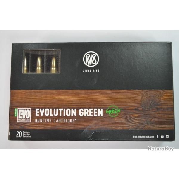 1 BOITE DE 20 BALLES RWS CALIBRE 300 WM EVO GREEN 9 G / 139 GR  NEUVE