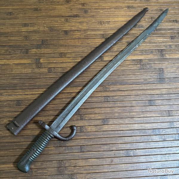 BA�ONNETTE FRAN�AISE 1866 CHASSEPOT DANS SON FOURREAU