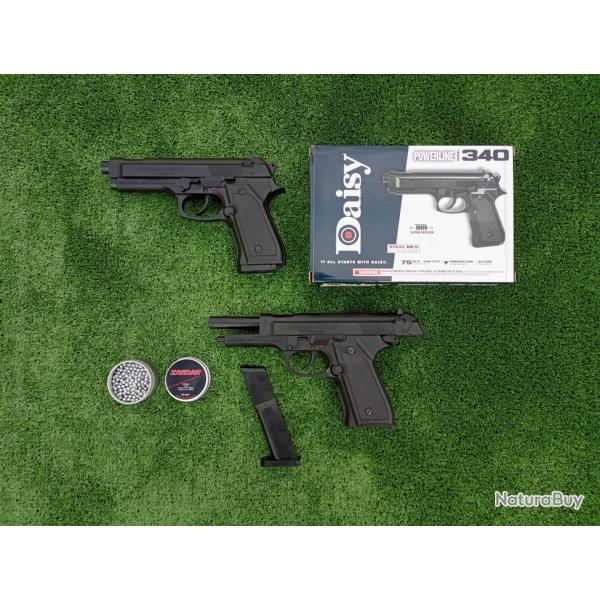 PACK Pistolet DAISY 340 POWERLINE   Ressort Bbs Cal. 4,5 mm