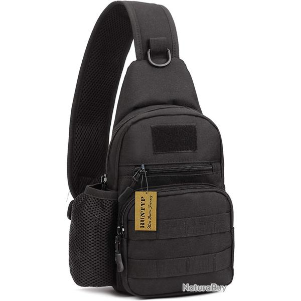 Sac Bandouli�re Tactique Homme Sacoche Poitrine MOLLE Multi-Poches, Randonn�e Sport Cyclisme Noir