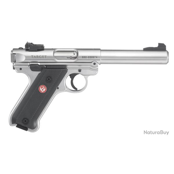 Revolver Ruger Mark IV Target - 22 LR / Plaquette synthtique quadrille / Inox