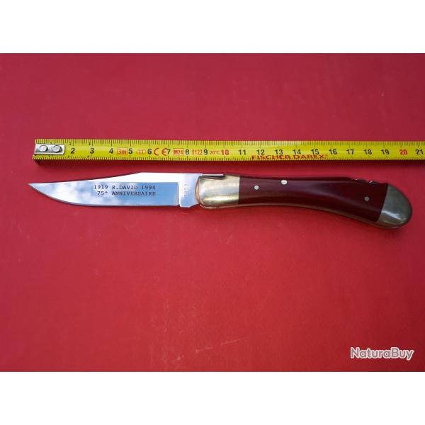 Couteau chasse Robert David pompe AR - Comm�moration 75i�me Anniversaire avec coffret - Neuf  Stock