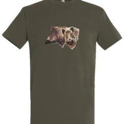 T Shirt Bartavel nature sanglier kaki