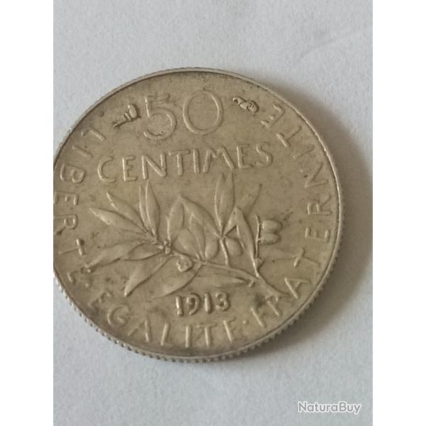 pi�ce 50 centimes semeuse argent 1913
