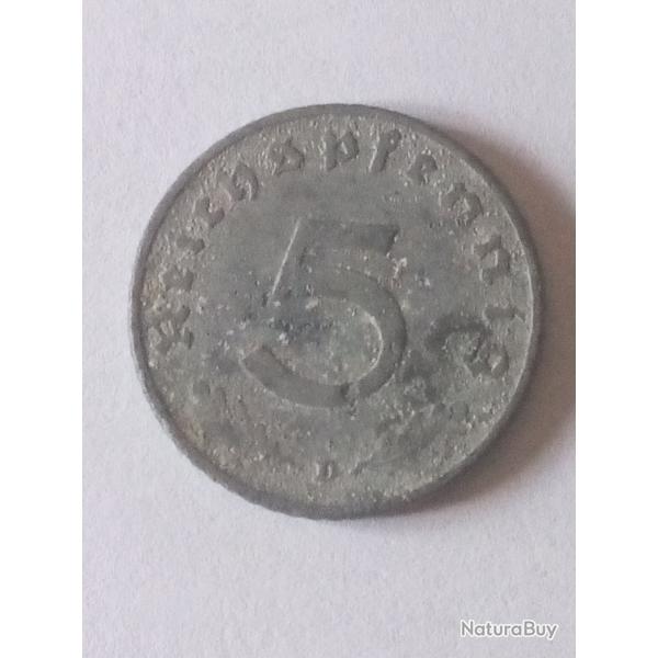 pi�ce allemagne 5 reichspfennig D date non lisible