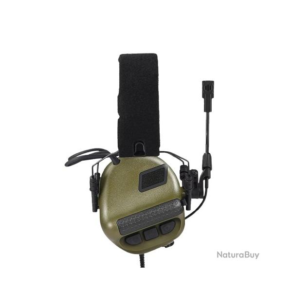 Casque Antibruit �lectronique Tactique Tir et Chasse R�duction Sonore Micro D�tachable Vert