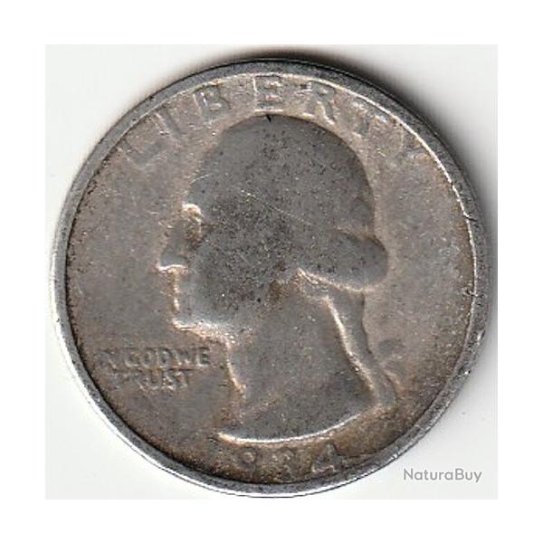 Pi�ce de Monnaie Etats Unis � dollar "Washington Quarter" argent 1934 D