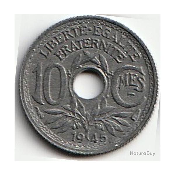 Pi�ce de Monnaie  France  10 centimes Lindauer Petit module 1945 Rare Qualit�