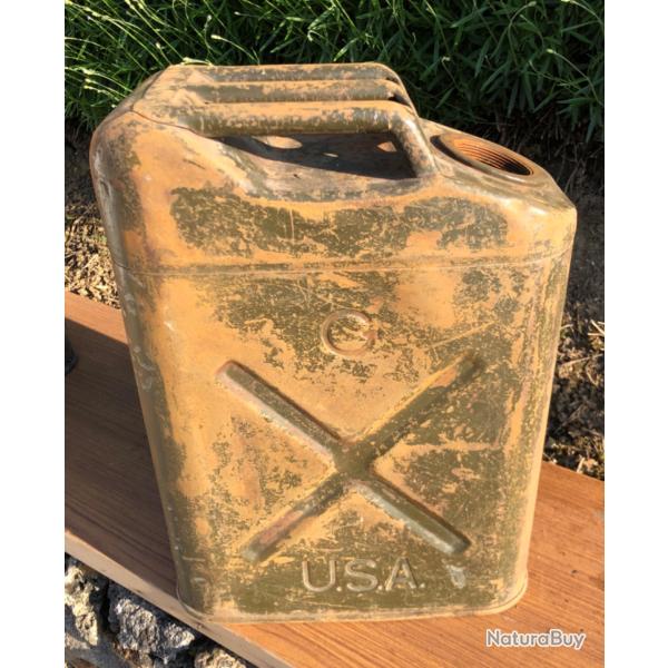 jerrican jerrycan bidon us dat� 1950 WW2 jeep G USA GMC Cor�e indo   bouchon a vis absent NESCO
