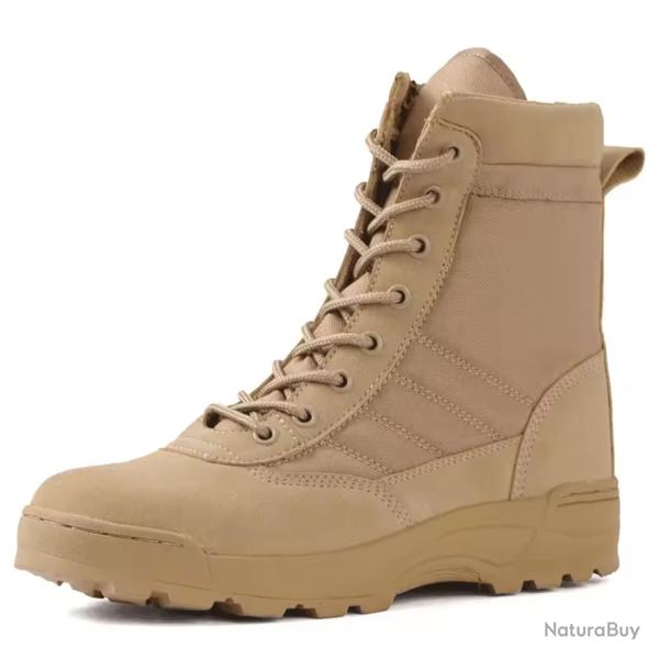 Bottes Tactiques Homme Militaire - Chaussures Combat, Randonn�e Outdoor, S�curit� Travail - Beige