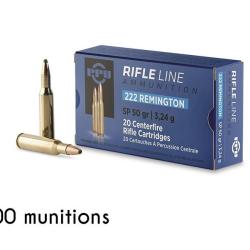Munitions PARTIZAN calibre 222 Rem Softpoint 50gr - 3.23g x100 