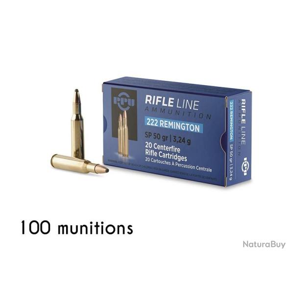Munitions PARTIZAN calibre 222 Rem Softpoint 50gr - 3.23g x100 
