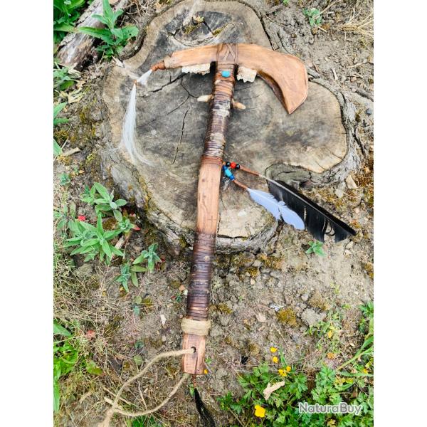 tomahawk am�rindien d'artisan / m�choire de cerf ( 2 )