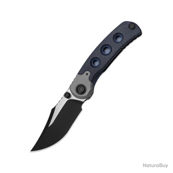 Couteau Kizer PIONEER Bowie Lame Acier S35VN Manche Richlite Bleu/Titane Liner Lock Clip ZXFK03A2