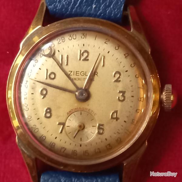 montre ZIEGLER ancienne , boitier en plaqu� or , antimagnetic